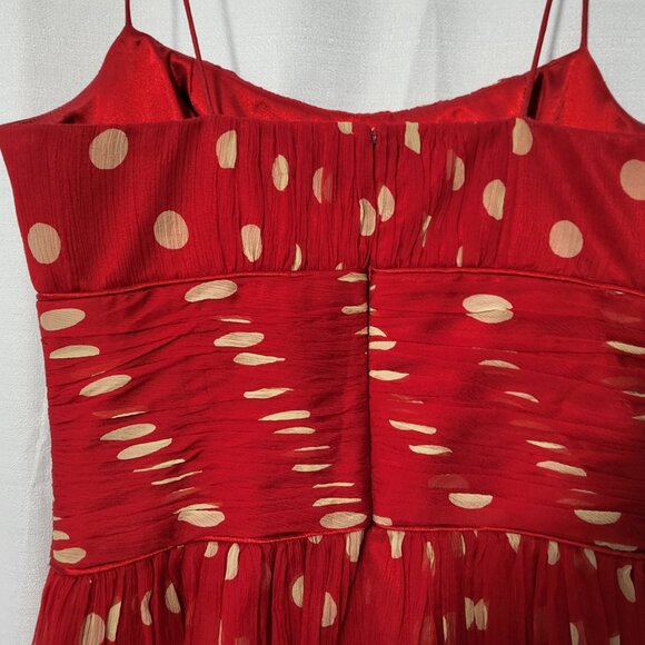 SANDRA ANGELOZZI - dress red fit and flare 100% silk size 30 (US 00) - Picture 4 of 8